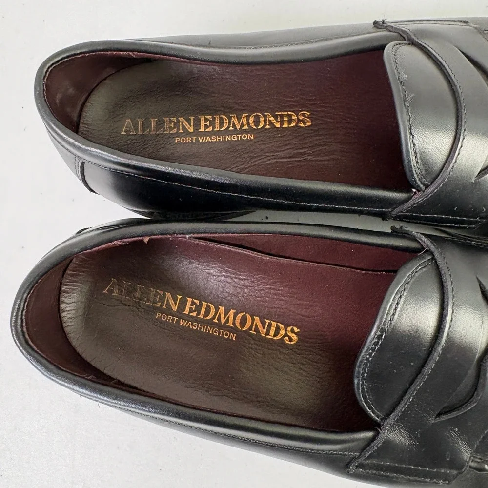 Allen Edmonds Penny Loafers Mens 9.5 D Black Leather Slip On Dress Shoes 3032
